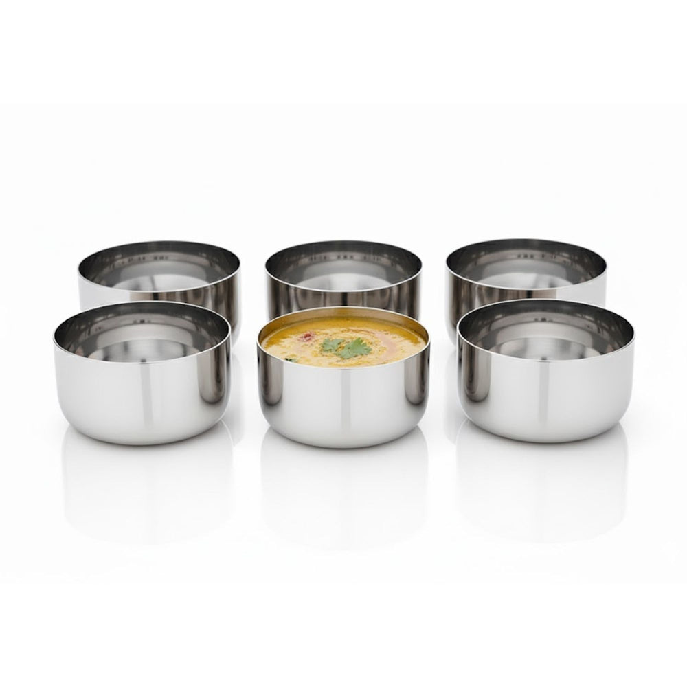 Vinod stainless steel vati katori bowl set of 6 pieces, 250 ml, side view