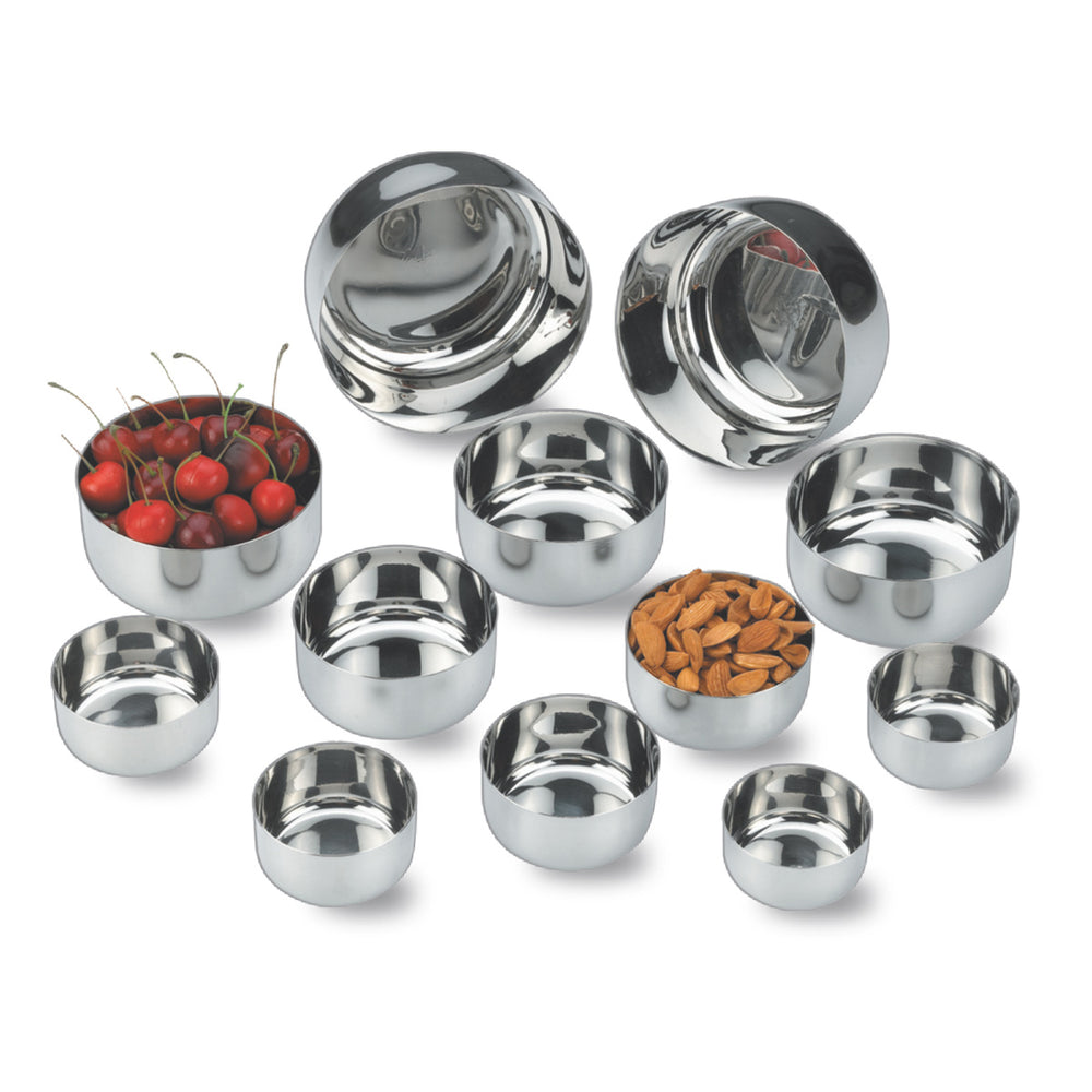 Vinod stainless steel vati katori bowl set of 12 pieces, 400 ml, side view