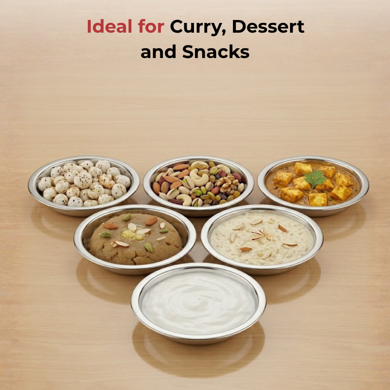 Vinod Stainless Steel Round Beeding Halwa / Dessert Plate Set of 12 Pieces, product view 8