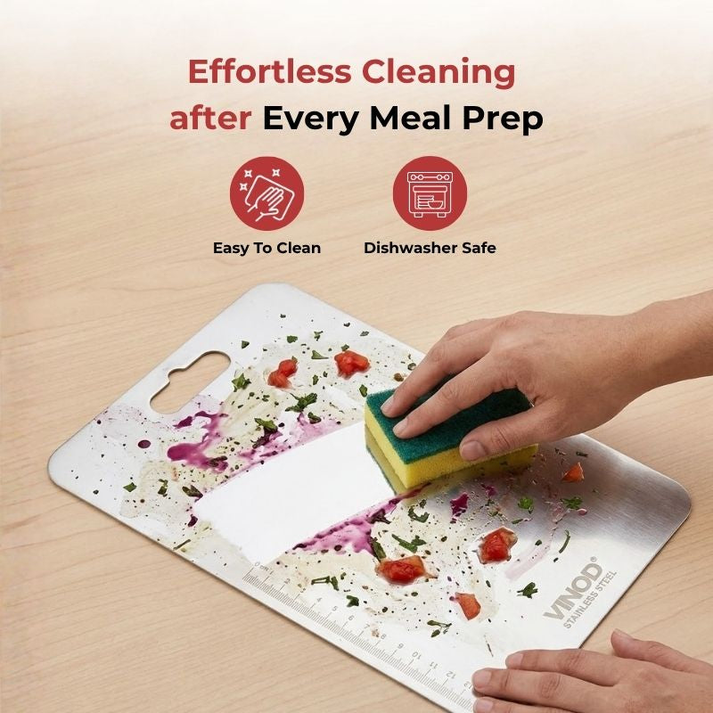 Vinod stainless steel chopping board, 30.5 by 20 cm, knife-friendly surface, product view 10