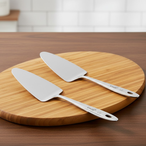 Vinod stainless steel cake / desserts server set of 2, front view