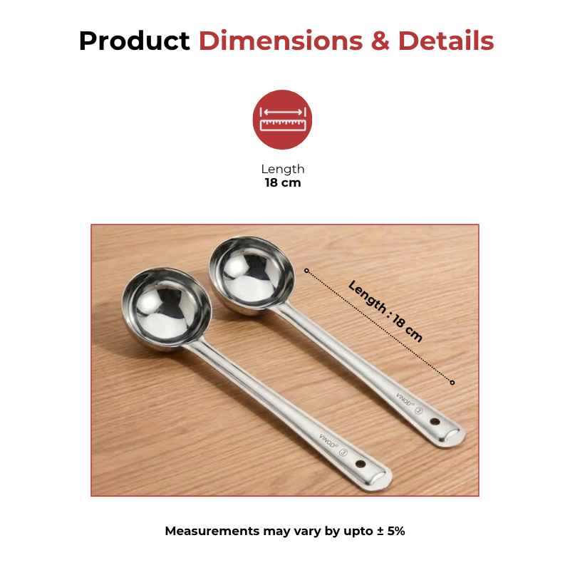 Vinod stainless steel basting serving ladle / serving spoon / karchi set of 2, 18 cm, product view 9