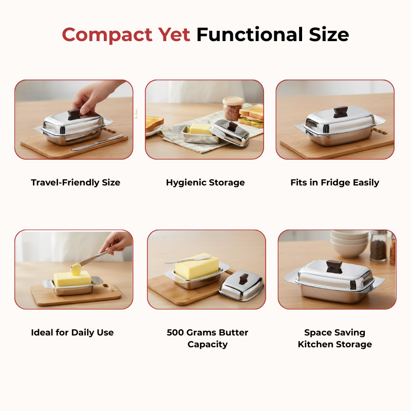 Vinod Stainless Steel Butter Dish With Butter Knife & Lid, product view 8