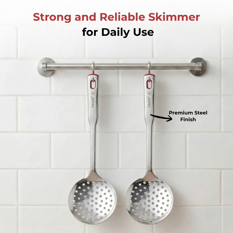 Vinod Stainless Steel Queens Perforated Skimmer Heavy Gauge Strainer, Set of 2, product view 10
