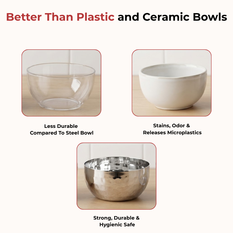 Vinod Stainless Steel Royal Hammered Bowl, Set of 6 Pieces, No. 6, product view 9