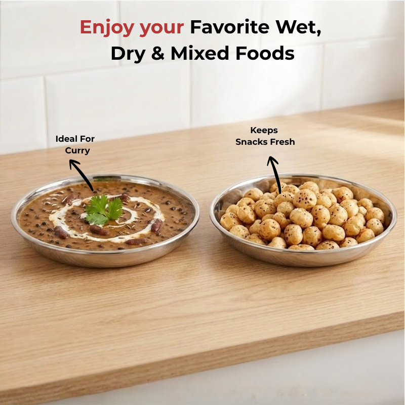 Vinod Stainless Steel Round Beeding Halwa / Dessert Plate Set of 6 Pieces, product view 9