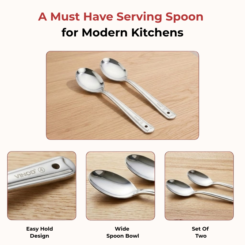 Vinod Stainless Steel Serving Paan / Cooking Spoon Set of 2, product view 9