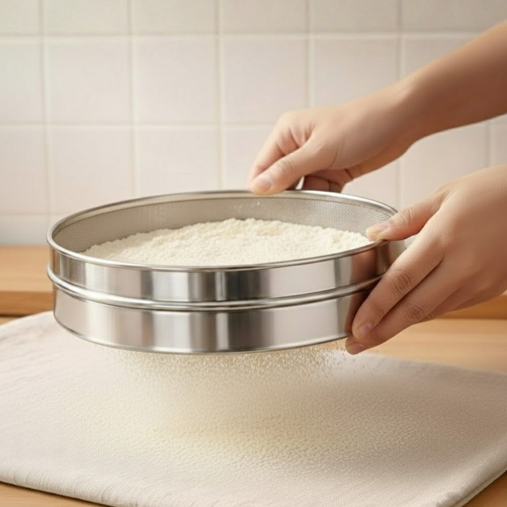 Vinod Stainless Steel Atta Chalni / Flour Sieve Channi, side view