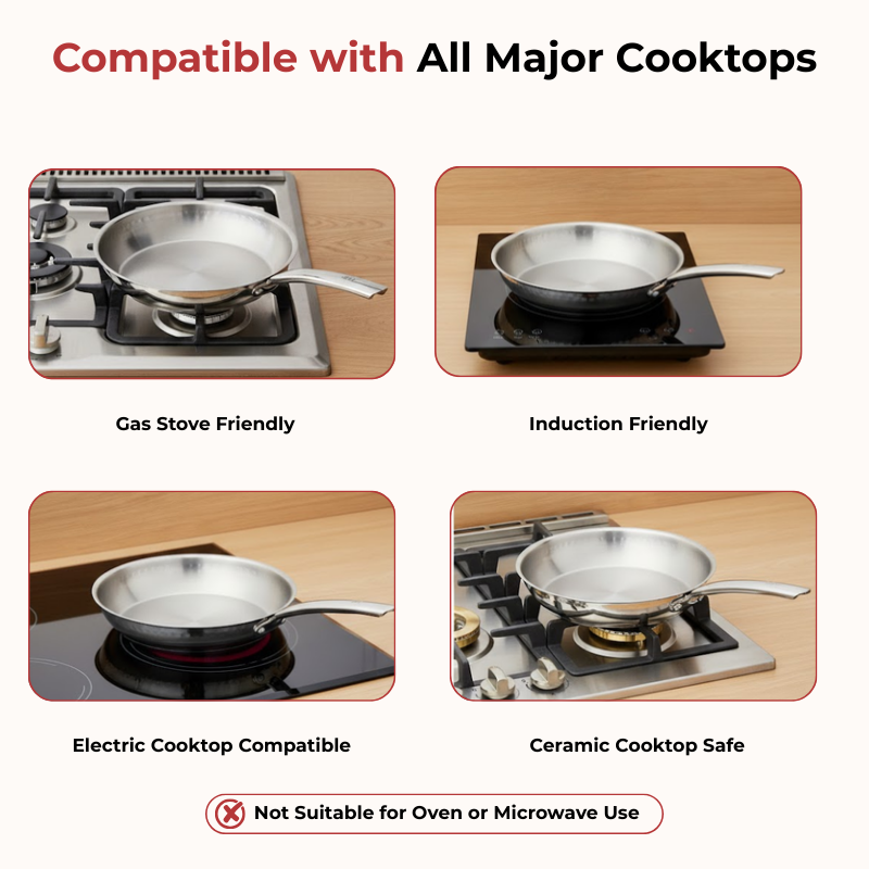 Vinod Claro Heavy Gauge Stainless Steel Hammered Fry Pan with 1.5 mm, product view 7