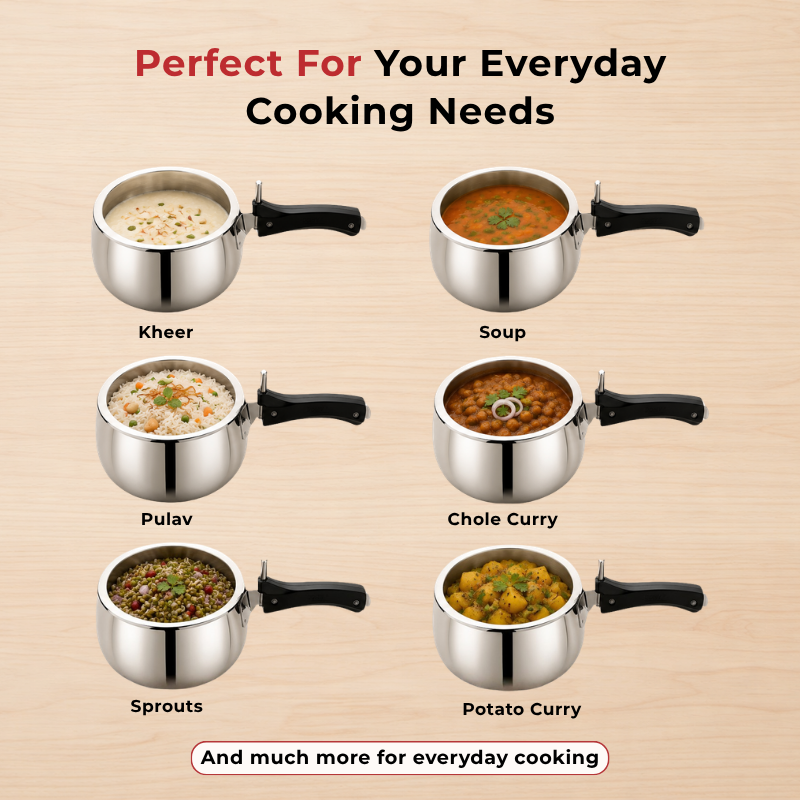 VINOD Doniv Titanium Triply Stainless Steel Pressure Cookers 2 Ltr , Induction Friendly - ( Inner Lid )