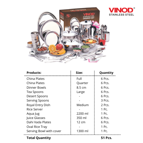 Vinod Stainless Steel Dinner Set