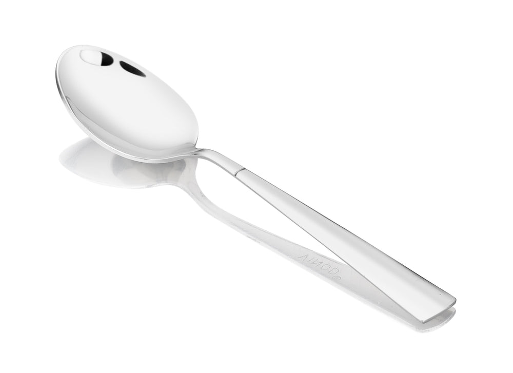 Vinod hammered stainless steel 51 piece dinner set, heavy gauge and dishwasher safe, dinner spoon detail