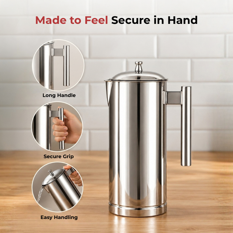 VINOD Dolphin Stainless Steel Water Jug with Detachable Lid – Steel Serving Jug for Home & Dining Table