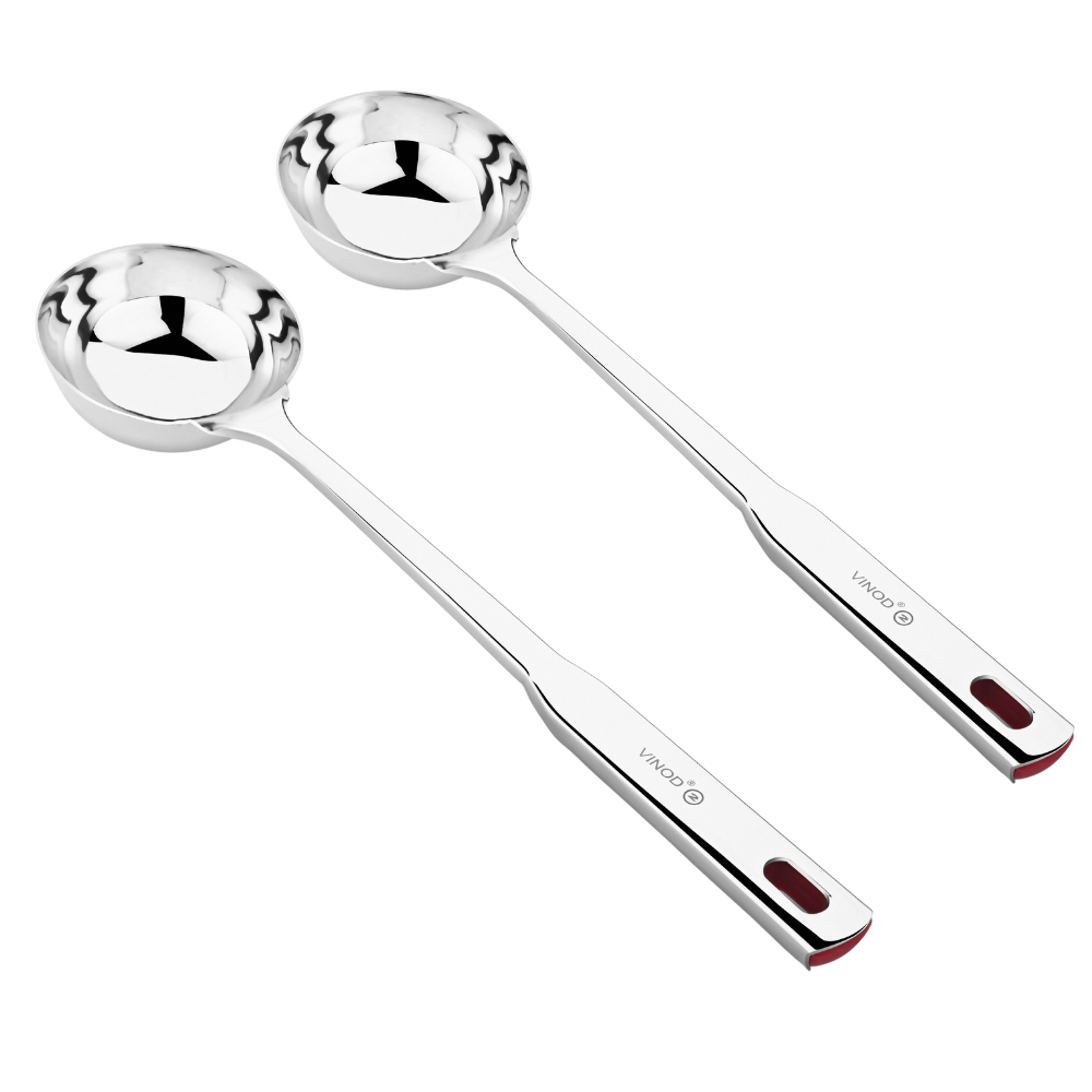 Vinod Queens stainless steel ladle serving spoon set of 2, 36 cm, No. 1, side view