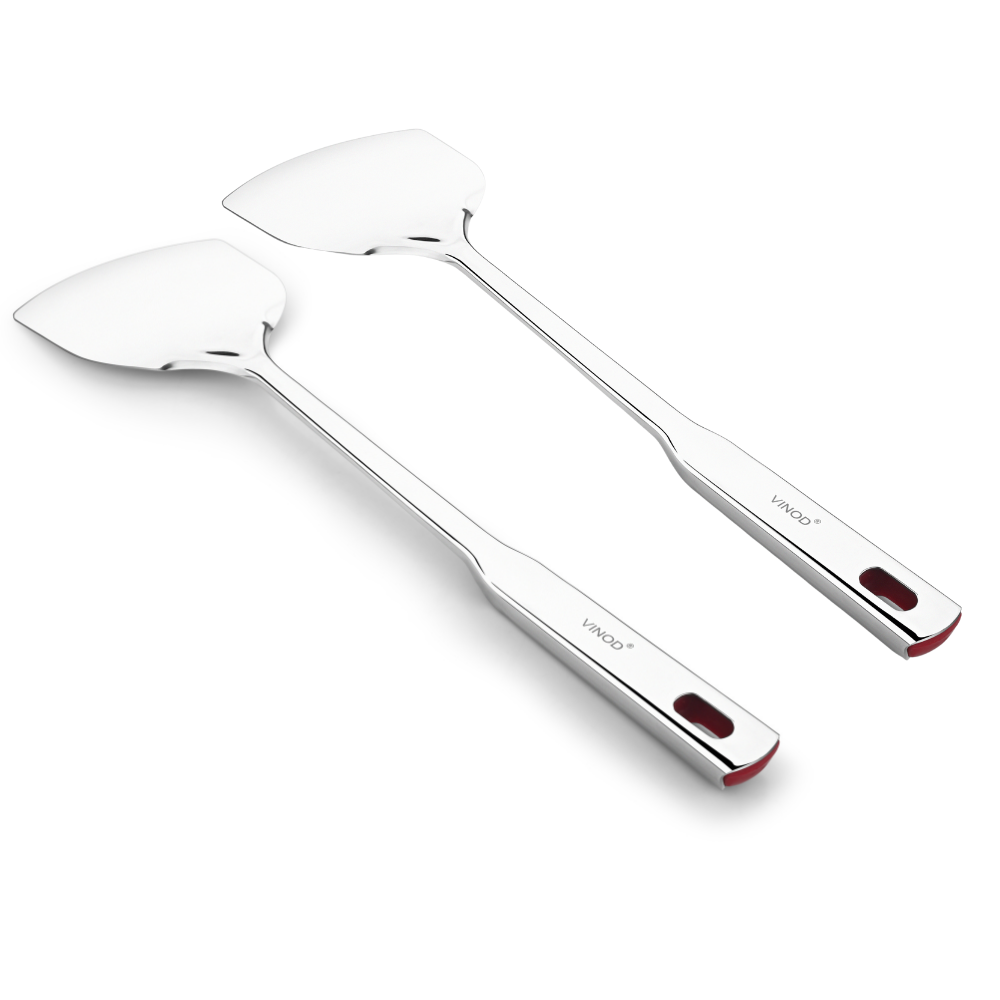 Vinod Queens heavy gauge stainless steel palta spatula, No. 1, side view