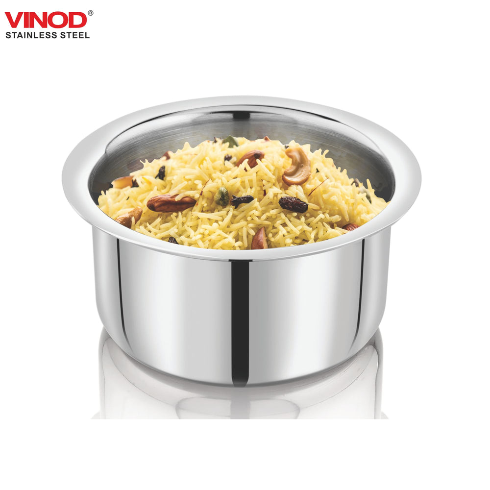 Vinod Claro Heavy Gauge Stainless Steel Tope (Plain), 1.5 mm, capacity 900 ml, side view