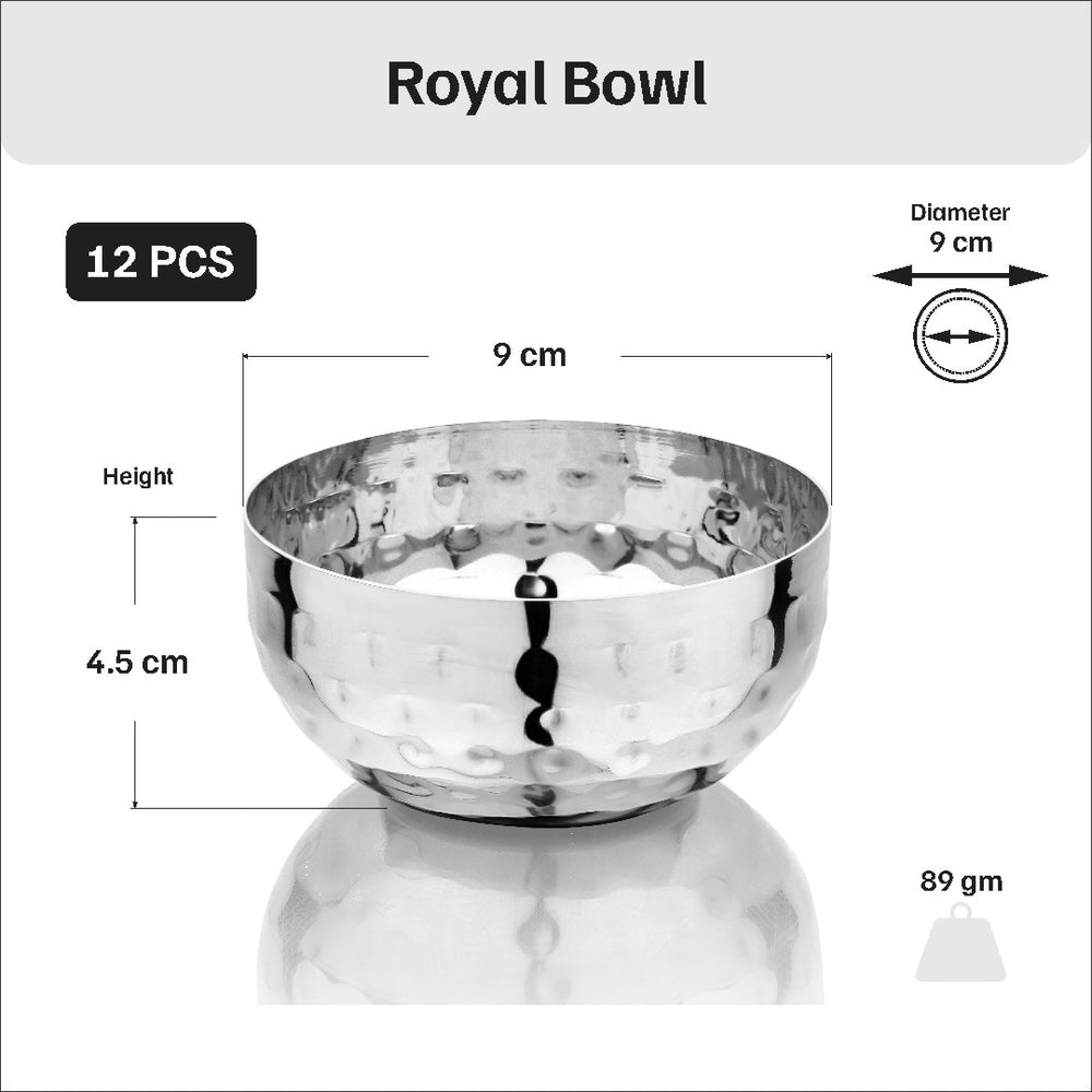 Vinod hammered stainless steel 51 piece dinner set, heavy gauge and dishwasher safe, Royal bowl