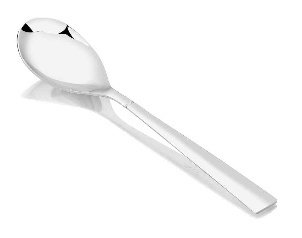 Vinod hammered stainless steel 51 piece dinner set, heavy gauge and dishwasher safe, serving spoon detail