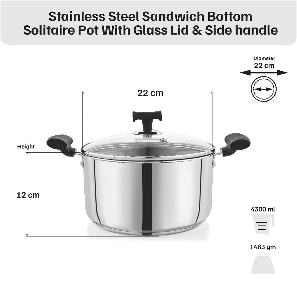 VINOD-DONIV-Stainless-Steel-Sandwich-Bottom-Solitaire-Sauce-Pot-22cm