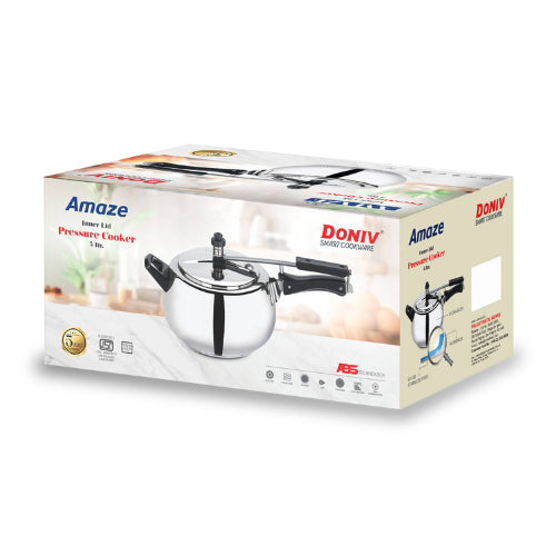 Vinod Doniv Stainless Steel Sandwich Bottom Pressure Cooker With Inner Lid 6.5 Ltr Amaze Series Induction Friendly