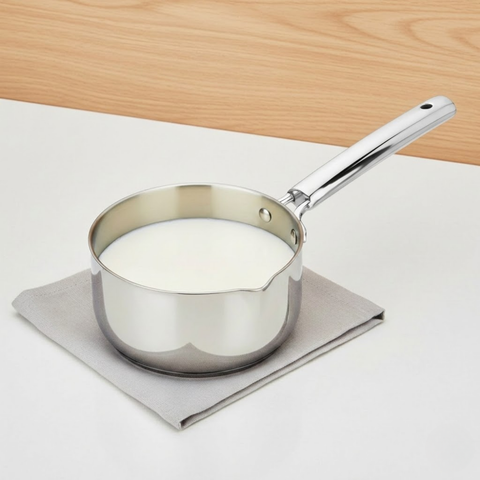 Vinod Doniv Titanium Triply Stainless Steel Milk Pan 16 cms, 1.60 Liter, front view