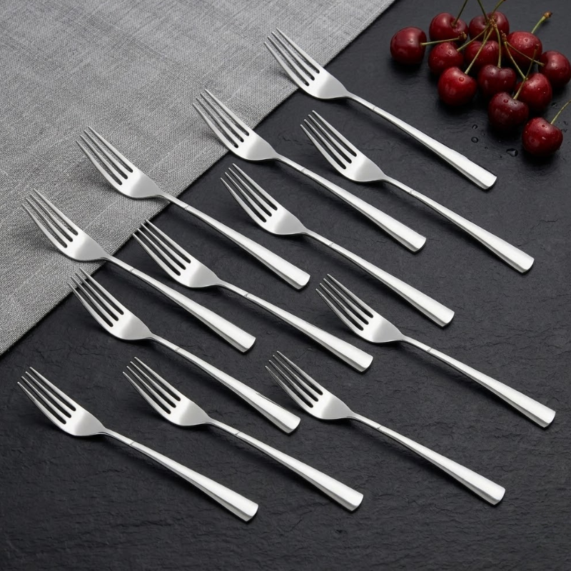 Vinod Aero stainless steel dinner fork set of 12, full set group shot