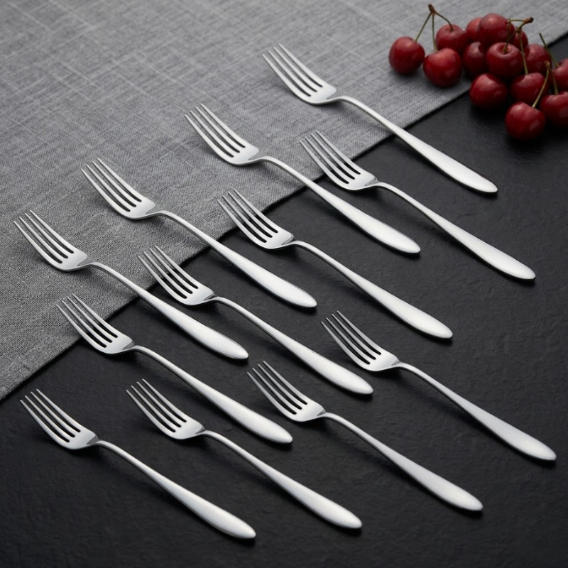 Vinod Florence stainless steel dinner fork set of 12, side view
