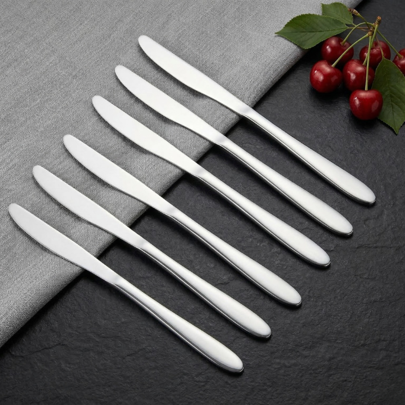 Vinod Florence stainless steel dinner knife set of 6, full set group shot