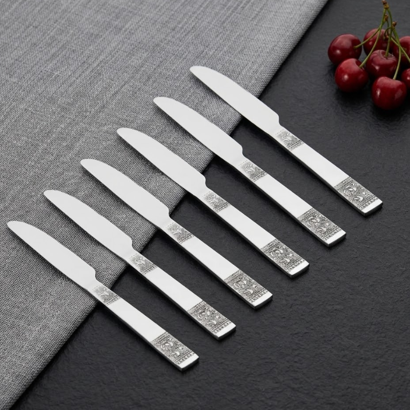 Vinod Moscow stainless steel dinner knife set of 6, full set group shot