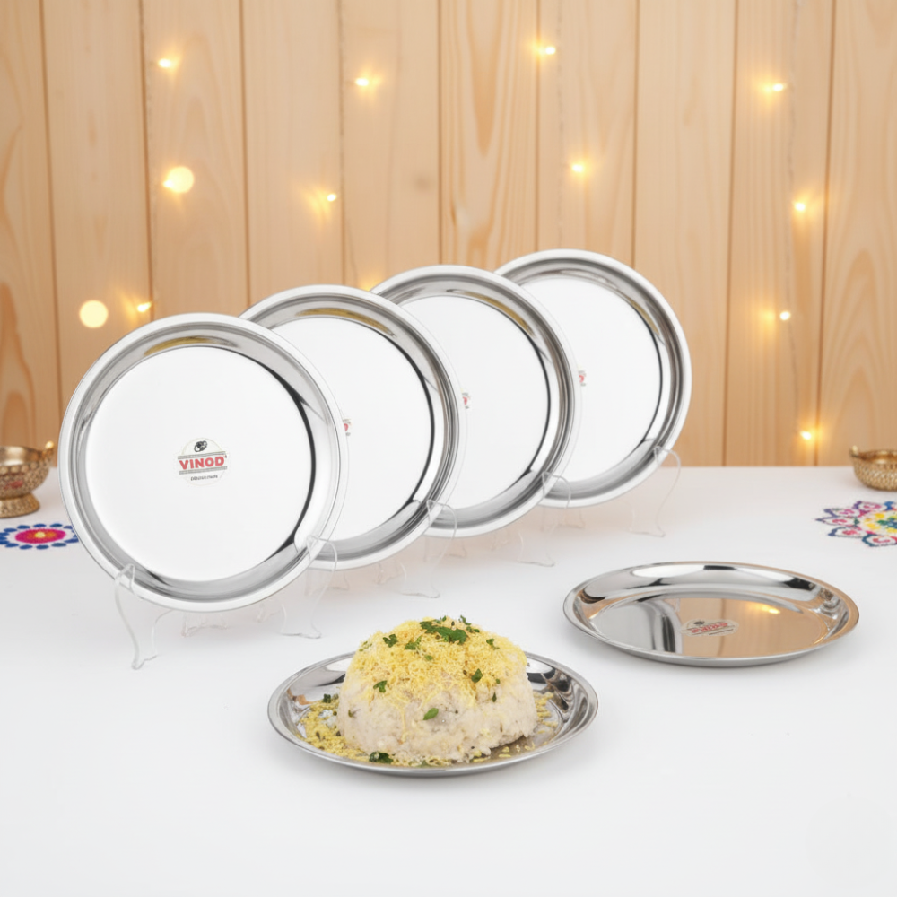 Order Vinod Stainless Steel Snack Plate Set Of Pieces