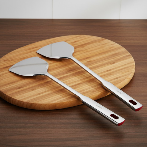 Vinod Queens heavy gauge stainless steel palta spatula, No. 1, front view