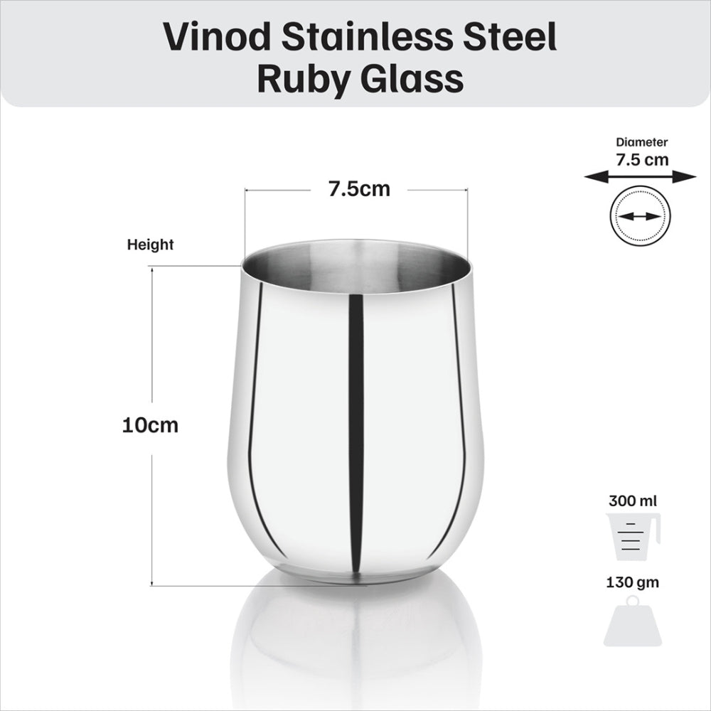 Vinod Stainless Steel Ruby Glass