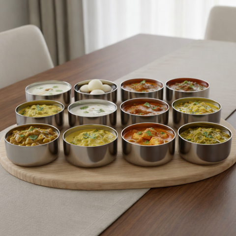 Vinod Stainless Steel Vati / Katori Set of 12 Pieces, front view