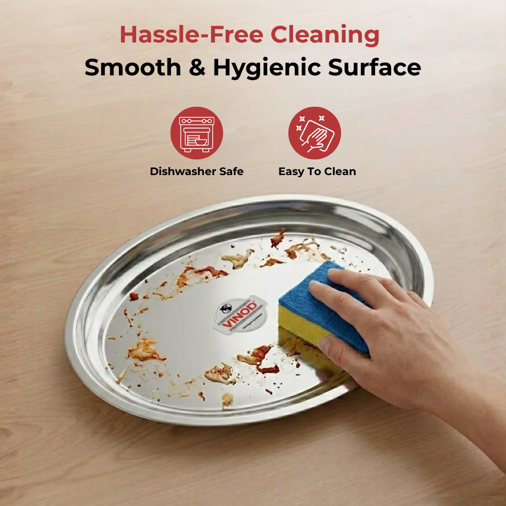 Vinod Stainless Steel Oval Rice Tray, product view 9