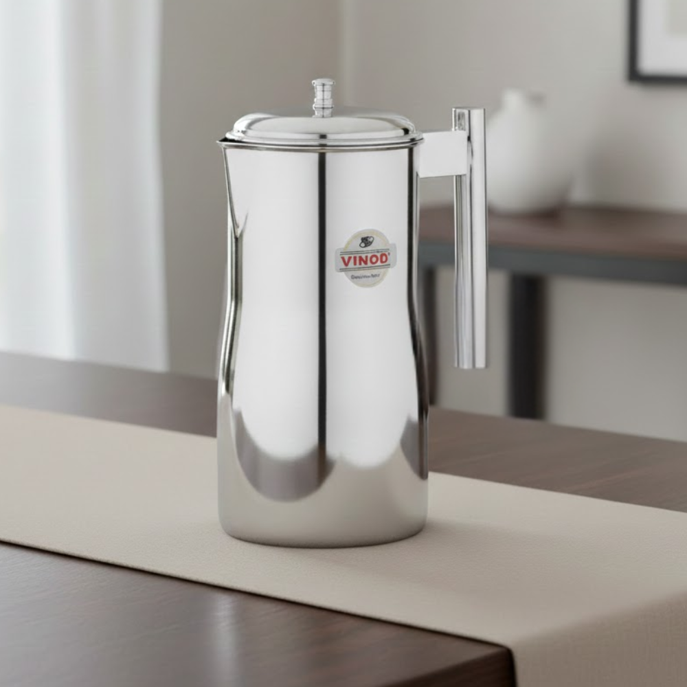 Vinod Stainless Steel Magnum Water Pitcher / Jug with Cover - 1700 ml, front view