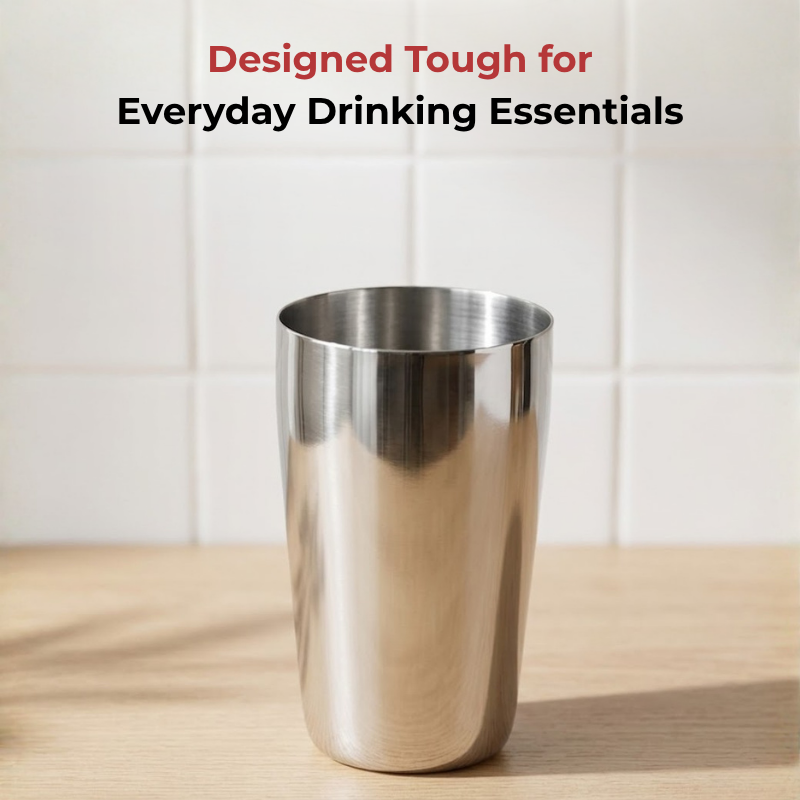 VINOD Stainless Steel Ice Thumbs Up Glass Set of 6 - 350 ml with High Grade Stainless Steel, Mirror Finish, Tough & Strong, Rust Free