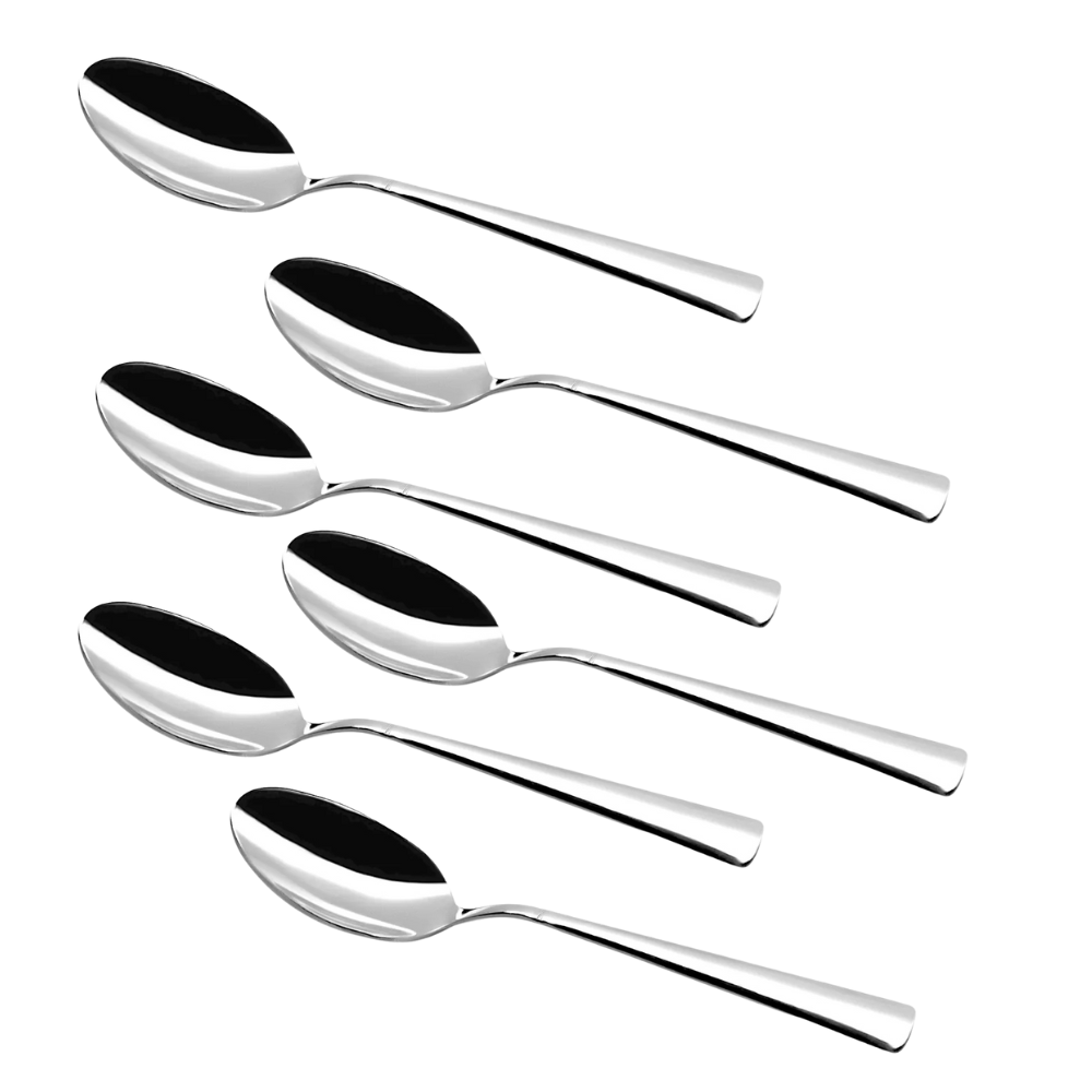 Vinod Aero stainless steel baby spoon set of 6 pieces, mirror finish, top view