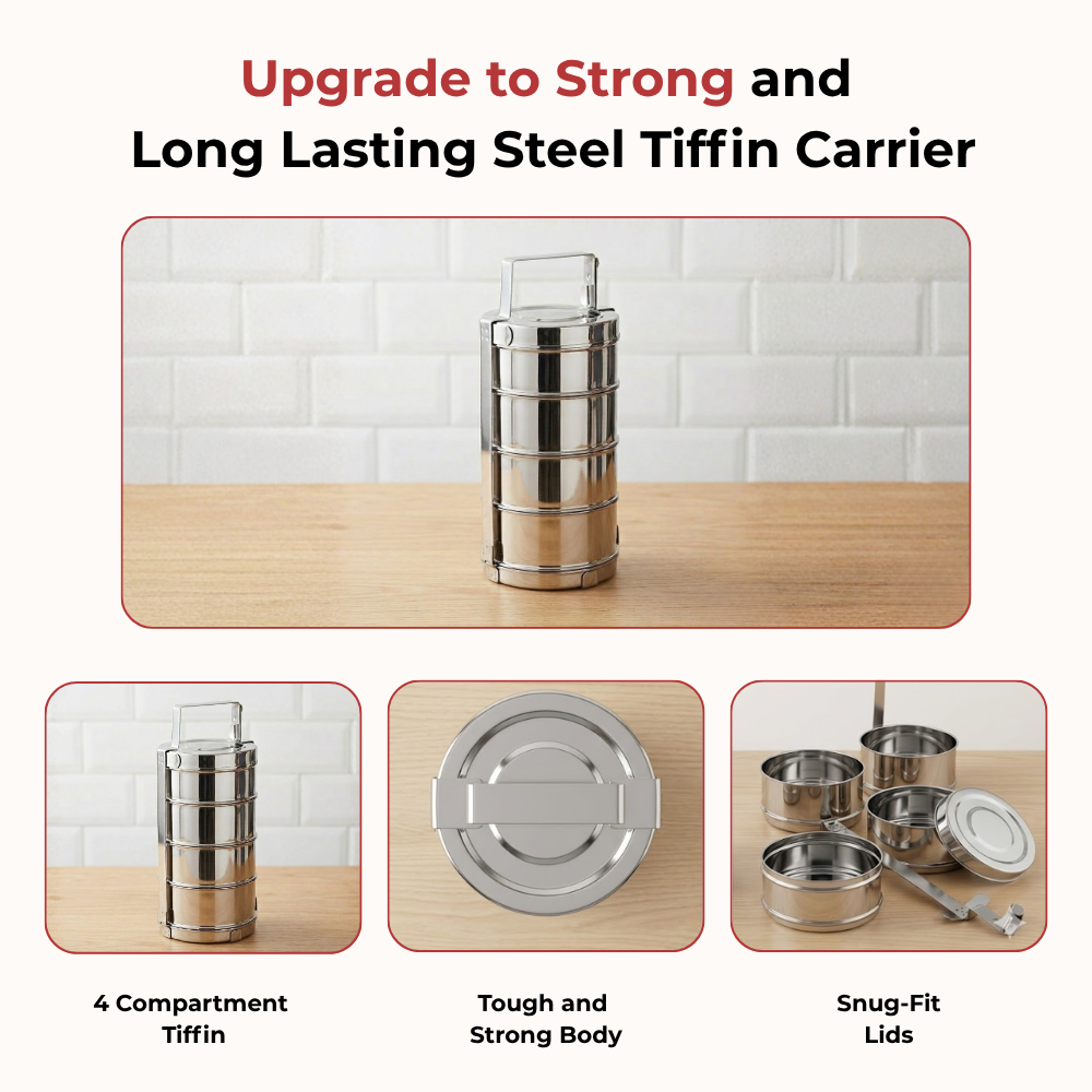 Vinod Bombay Stainless Steel Tiffin 4 Compartment, product view 7