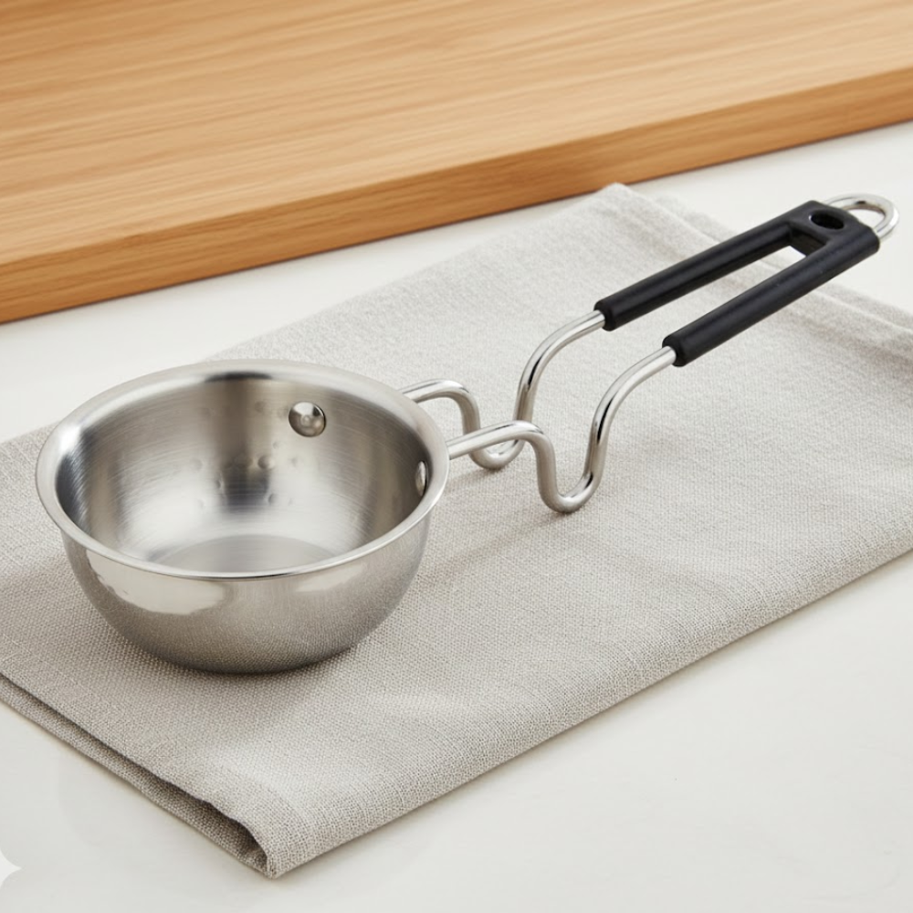 Vinod claro heavy gauge stainless steel hammered tadka pan, 1.5 mm, top view