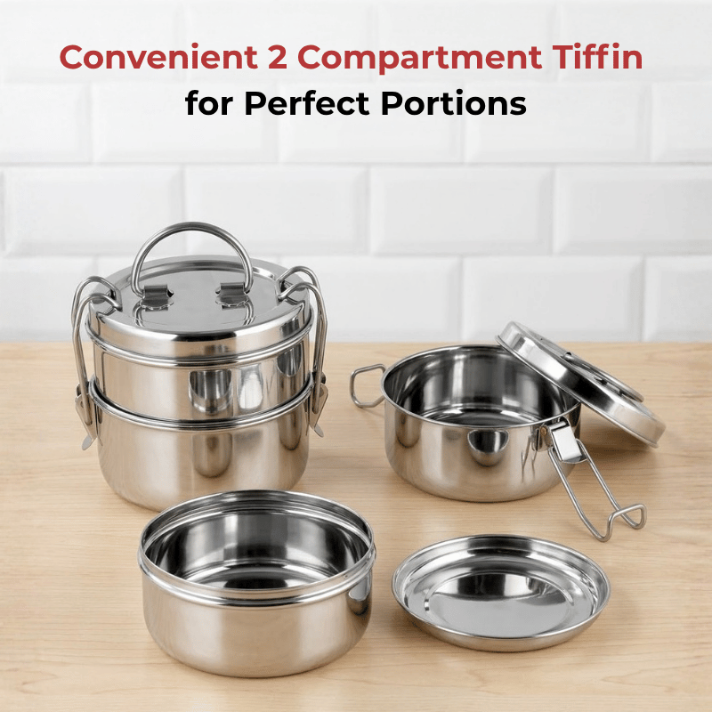 Vinod Stainless Steel Lunch Tiffin, top view