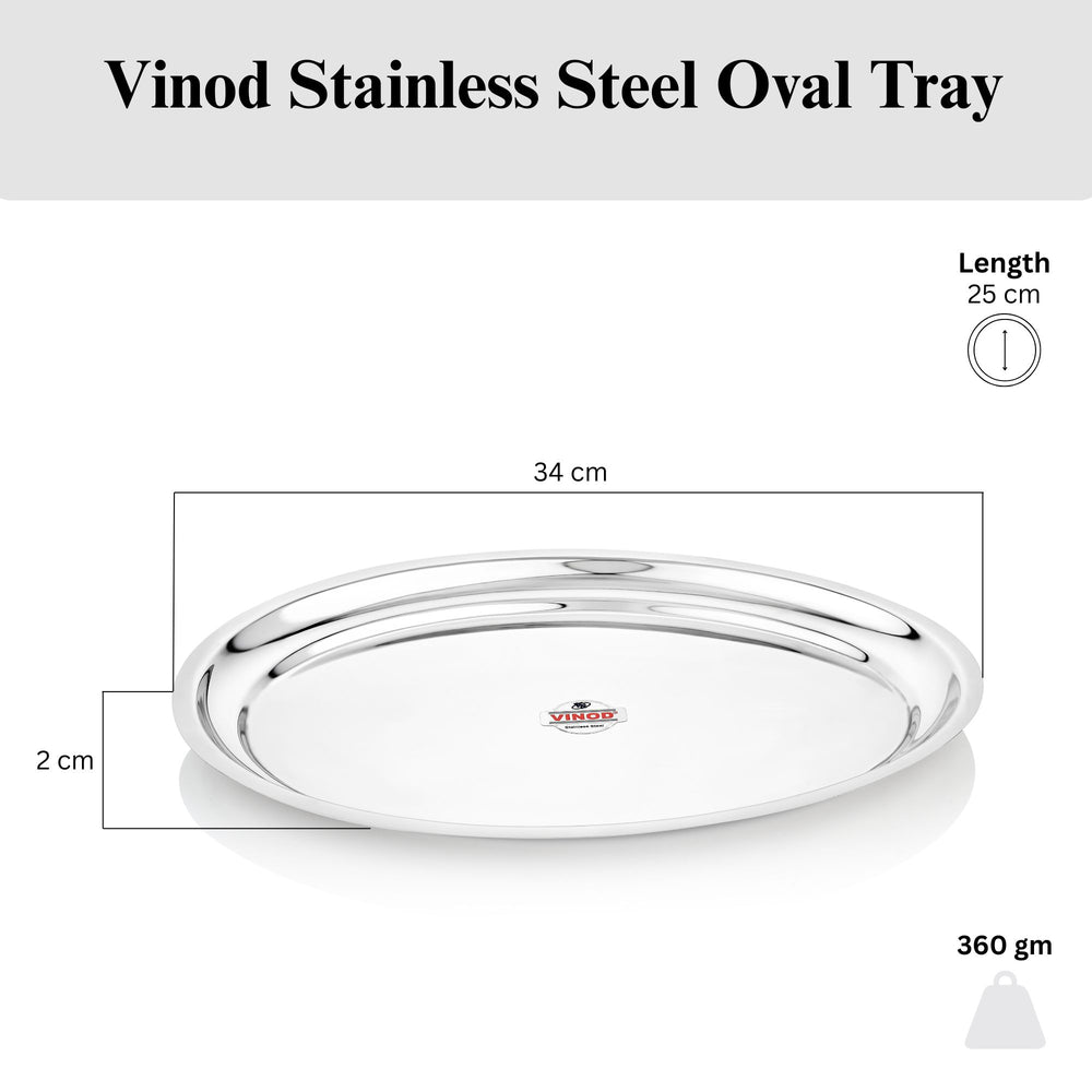 Vinod Stainless Steel Oval Rice Tray, product view 14