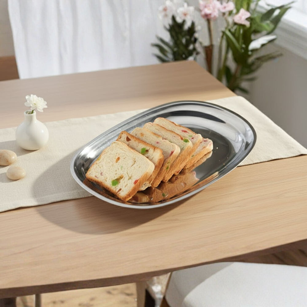 Vinod Stainless Steel Salad Tray, front view