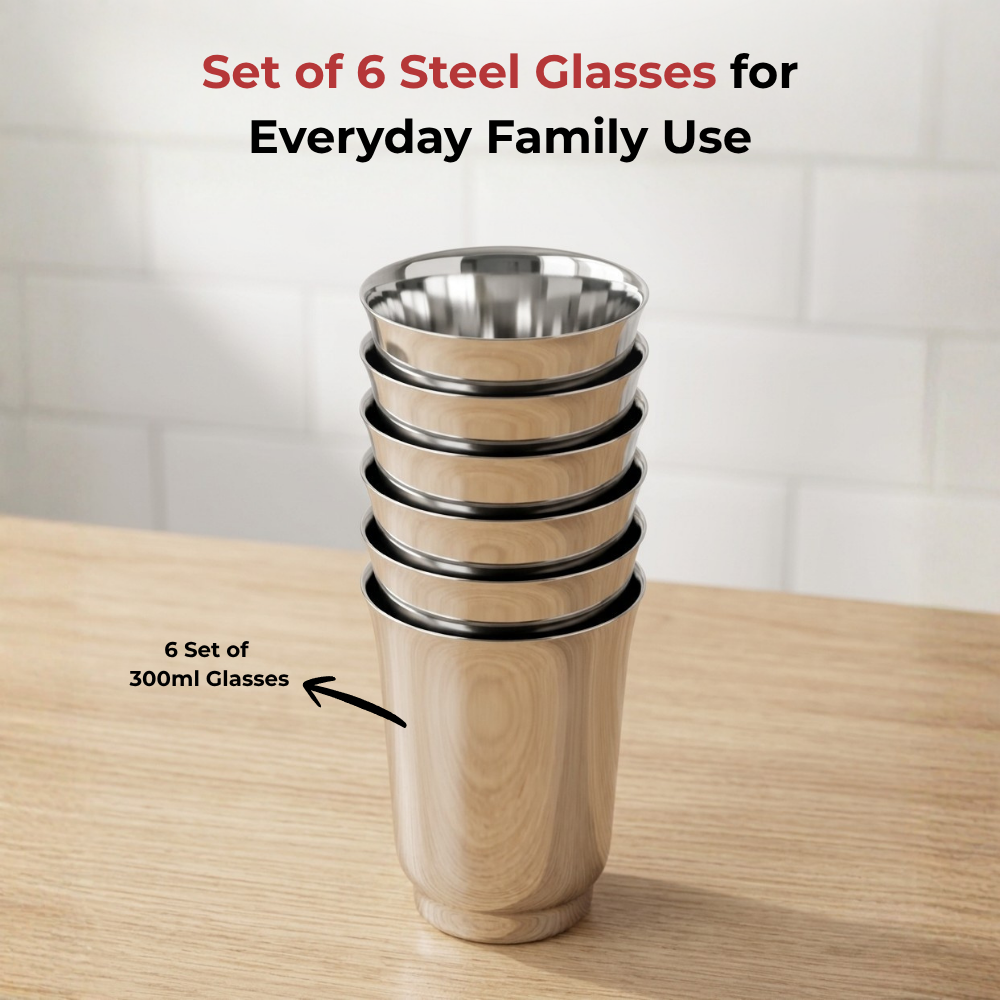 Vinod Stainless Steel Sheetal Glass Set of 6 - 300 ml, product view 8