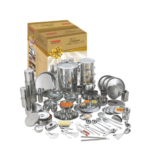 Vinod Stainless Steel Deluxe 116 Pcs. Griha Pravesh Set