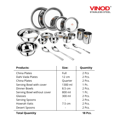 Vinod Stainless Steel Dinner Set