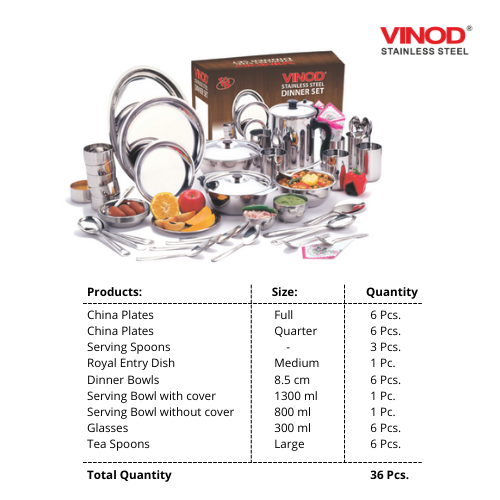 Vinod Stainless Steel Dinner Set