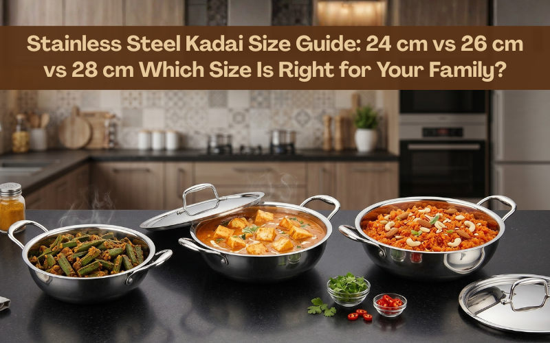 Stainless Steel Kadai Size Guide: 24 cm vs 26 cm vs 28 cm Which Size Is Right for Your Family?