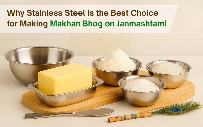 Makhan Bhog Janmashtami with Vinod Stainless Steel butter pot, bowls, and Krishna flute