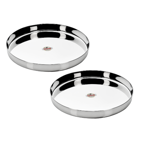 Vinod Stainless Steel Traditional Plate / Bhojan Thali / Beeding Khumcha Thali set