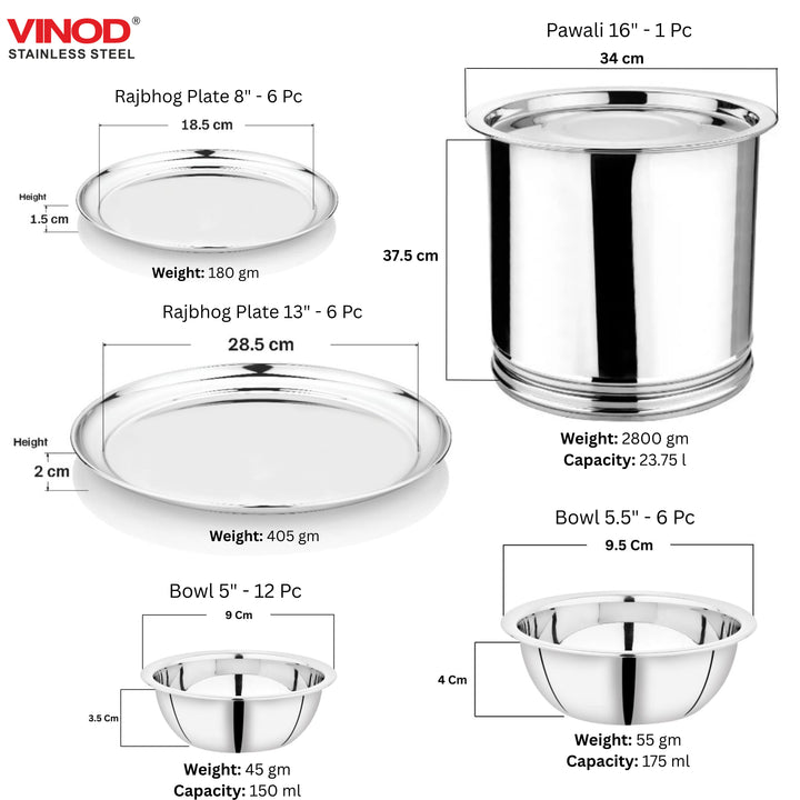 विनोद स्टेनलेस स्टील 101 पीस गृह प्रवेश सेट
